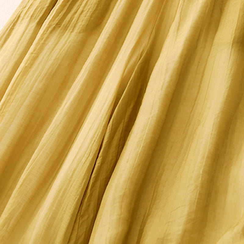 Pantalon large en coton et lin pour femme, style vintage, Buddha Stones , couleur unie, avec dentelle et patchwork, avec poches - image 1