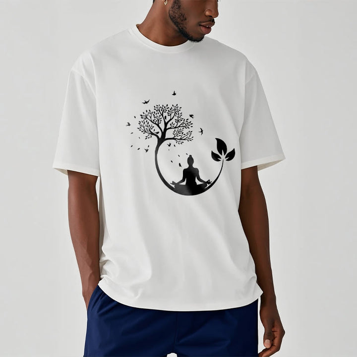 T-shirt en coton Buddha Stones méditant dans un arbre - image 1