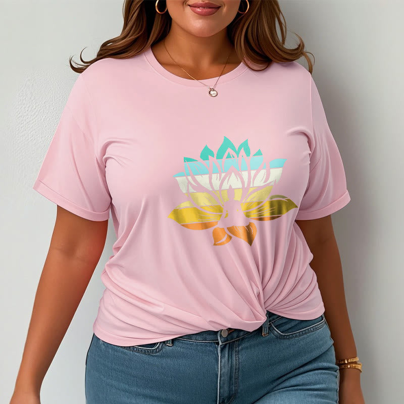 T-shirt en coton dégradé de couleurs avec Buddha Stones et fleur de lotus, méditation Bouddha - image 13