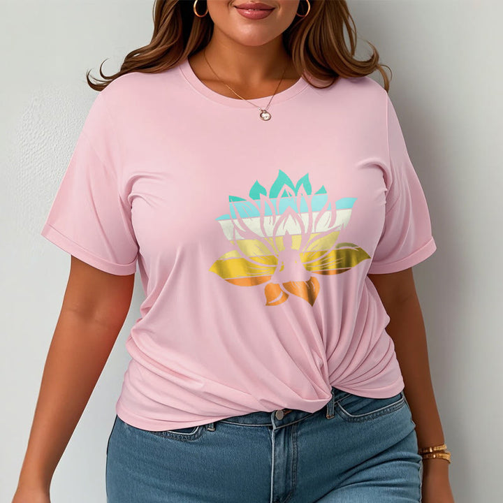 T-shirt en coton dégradé de couleurs avec Buddha Stones et fleur de lotus, méditation Bouddha - image 13