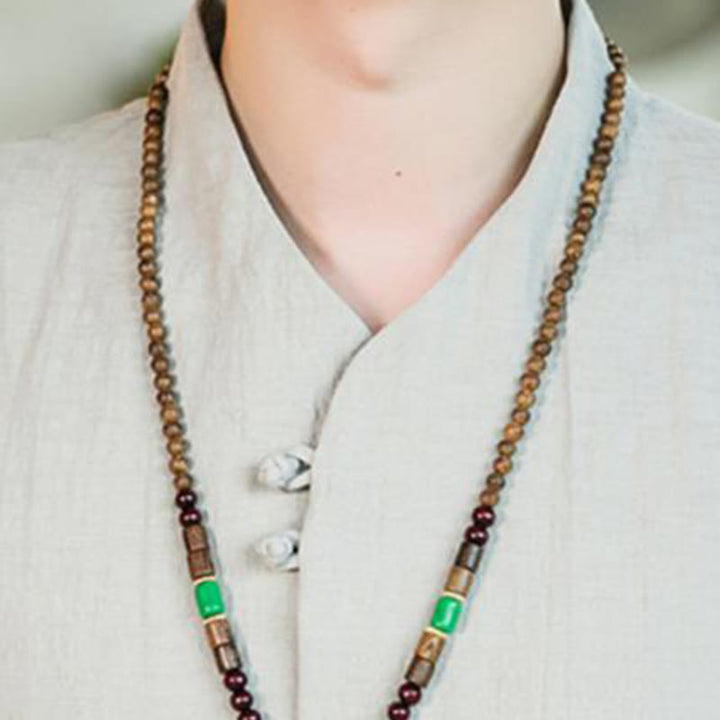 Chemise d'été vintage à manches trois-quarts en coton pour homme, motif Buddha Stones, couleur unie, avec boutons grenouille - image 16