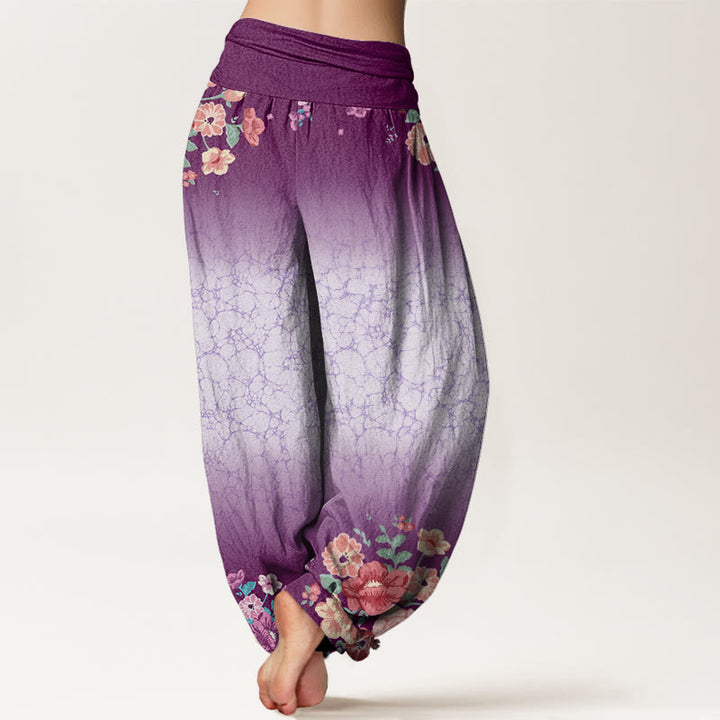 Pantalon Buddha Stones décontracté à taille élastique pour femme, motif floral, branches feuillues et vignes fluides - image 3