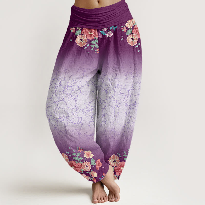 Pantalon Buddha Stones décontracté à taille élastique pour femme, motif floral, branches feuillues et vignes fluides - Magenta foncé - US22，UK/AU26，EU54 (6XL) - image 1