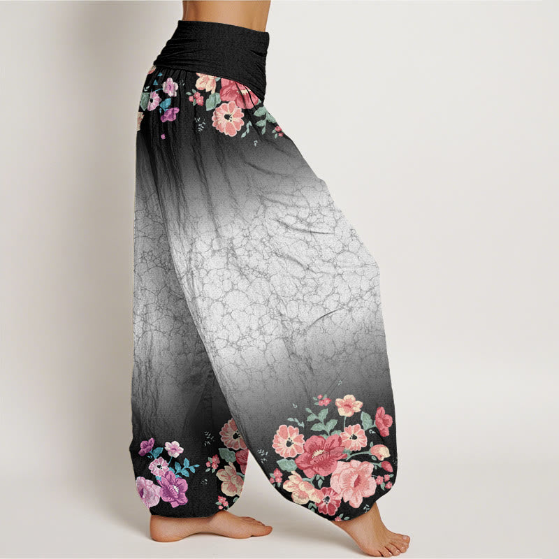 Pantalon Buddha Stones décontracté à taille élastique pour femme, motif floral, branches feuillues et vignes fluides - image 6