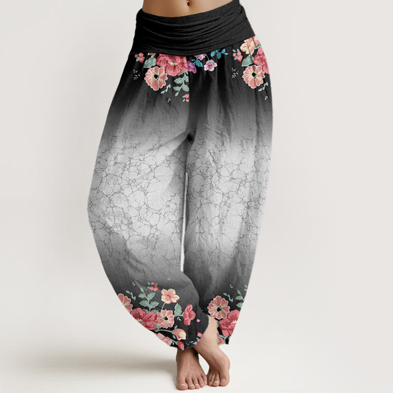Pantalon Buddha Stones décontracté à taille élastique pour femme, motif floral, branches feuillues et vignes fluides - Noir - US22，UK/AU26，EU54 (6XL) - image 5