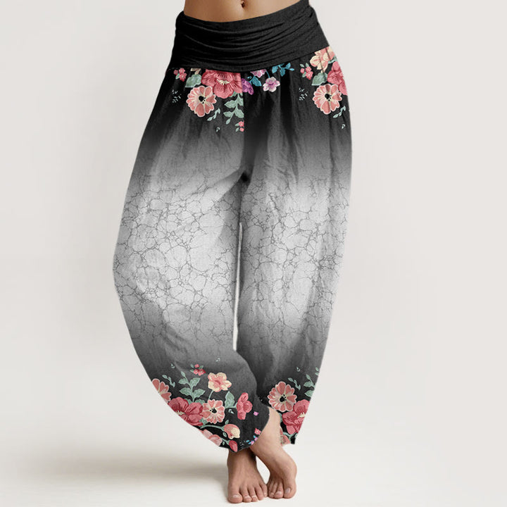 Pantalon Buddha Stones décontracté à taille élastique pour femme, motif floral, branches feuillues et vignes fluides - Noir - US22，UK/AU26，EU54 (6XL) - image 5