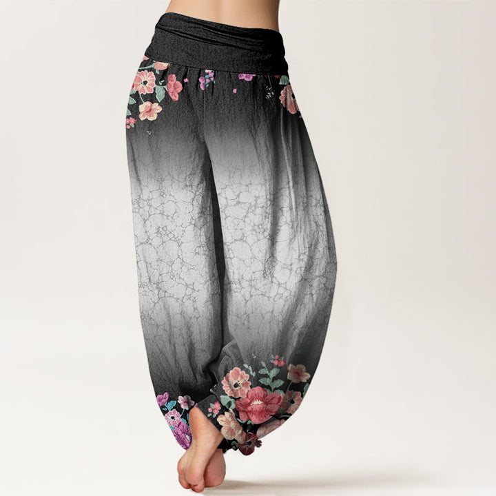 Pantalon Buddha Stones décontracté à taille élastique pour femme, motif floral, branches feuillues et vignes fluides - image 7