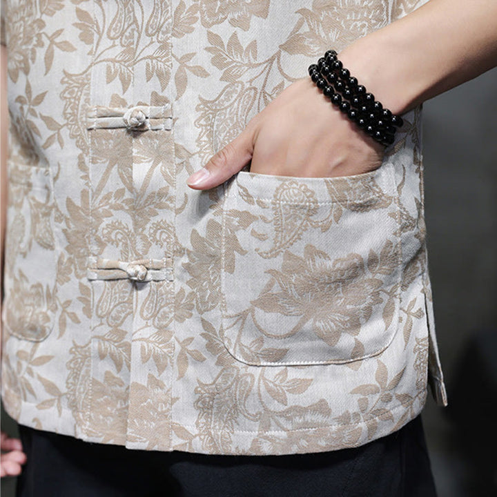 Buddha Stones décontractée en coton jacquard à motif cachemire et fleurs pour homme, cardigan avec poches - image 19