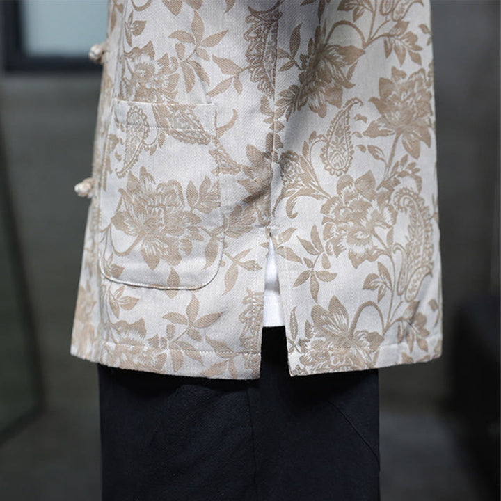 Chemise homme en coton avec poches, motif cachemire jacquard décontracté Buddha Stones, boutons brandebourg - image 18