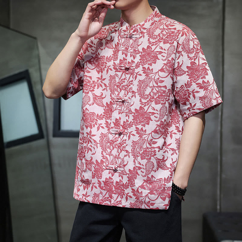 Chemise homme en coton avec poches, motif cachemire jacquard décontracté Buddha Stones, boutons brandebourg - image 3