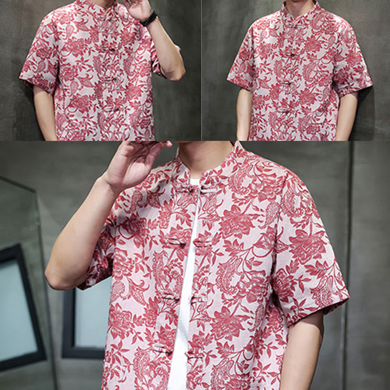 Chemise homme en coton avec poches, motif cachemire jacquard décontracté Buddha Stones, boutons brandebourg - image 8