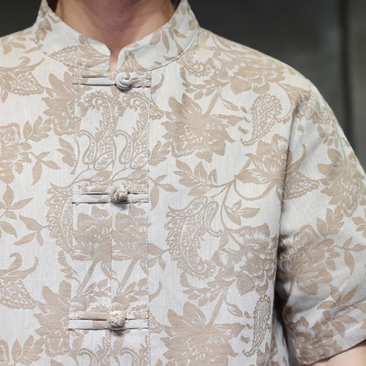 Chemise homme en coton avec poches, motif cachemire jacquard décontracté Buddha Stones, boutons brandebourg - image 17