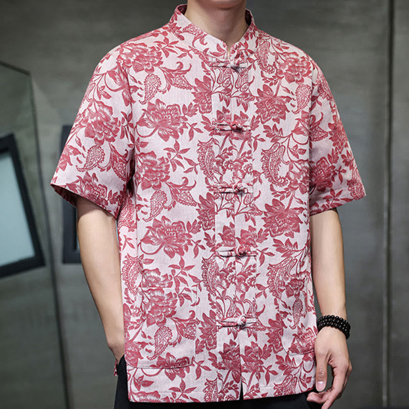 Chemise homme en coton avec poches, motif cachemire jacquard décontracté Buddha Stones, boutons brandebourg - image 7