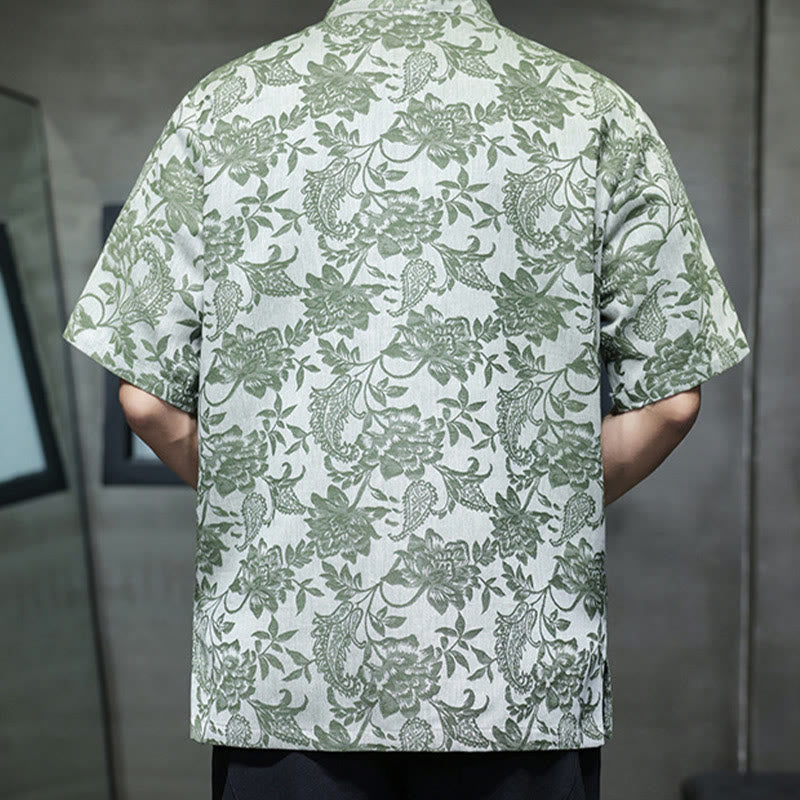 Chemise homme en coton avec poches, motif cachemire jacquard décontracté Buddha Stones, boutons brandebourg - image 31