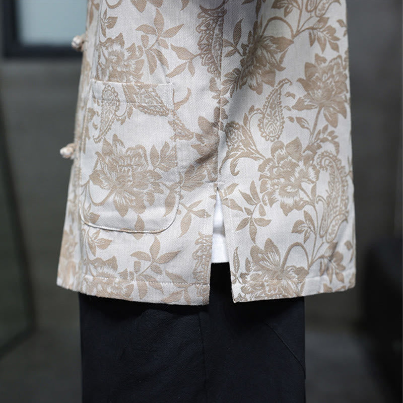 Buddha Stones décontractée en coton jacquard à motif cachemire et fleurs pour homme, cardigan avec poches - image 18