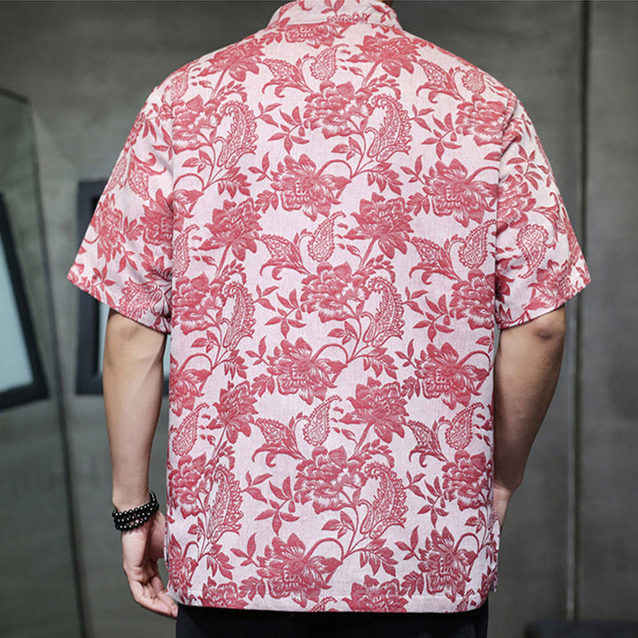 Chemise homme en coton avec poches, motif cachemire jacquard décontracté Buddha Stones, boutons brandebourg - image 6