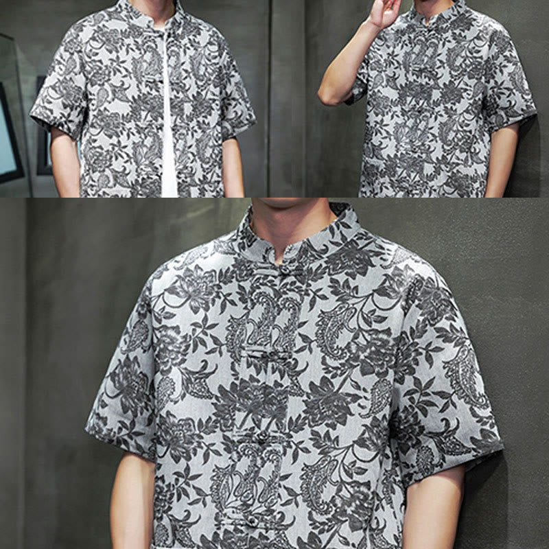 Chemise homme en coton avec poches, motif cachemire jacquard décontracté Buddha Stones, boutons brandebourg - image 28