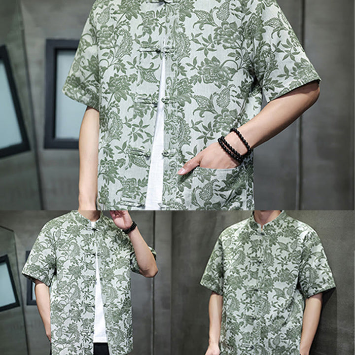Chemise homme en coton avec poches, motif cachemire jacquard décontracté Buddha Stones, boutons brandebourg - image 34