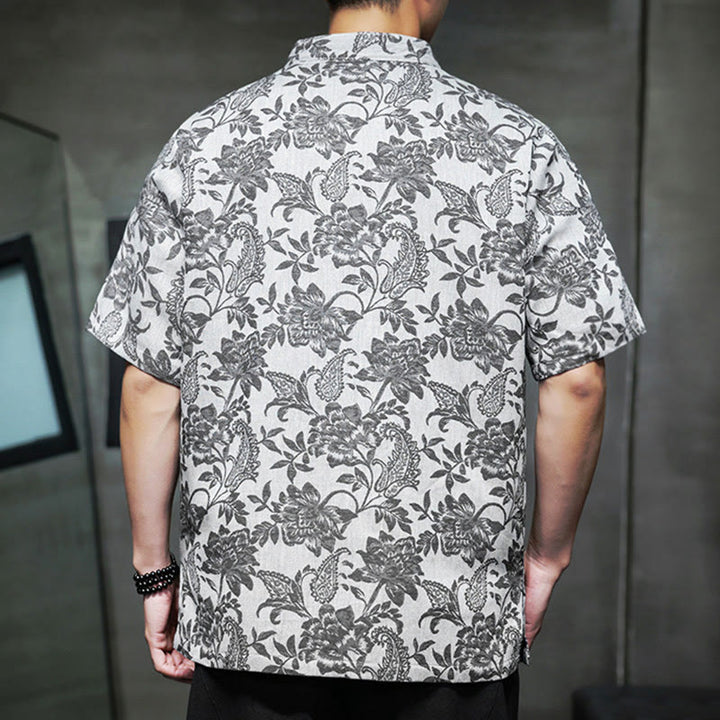 Buddha Stones décontractée en coton jacquard à motif cachemire et fleurs pour homme, cardigan avec poches