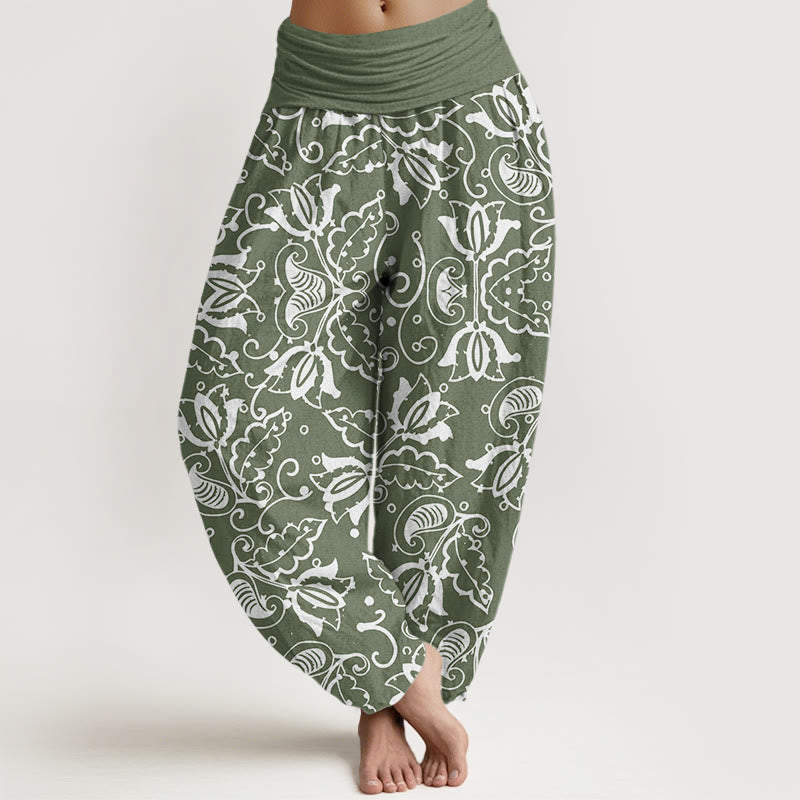 Pantalon Buddha Stones de plantes, motif vortex - Vert foncé - US22，UK/AU26，EU54 (6XL) - image 1