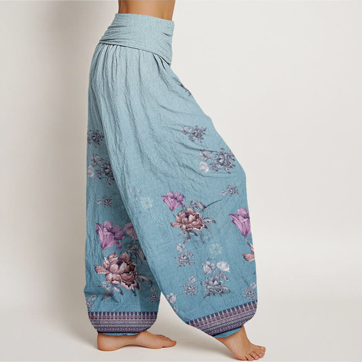 Pantalon sarouel décontracté à taille élastique pour femme, motif de pétales de pivoine et de plantes, motif Buddha Stones - image 9