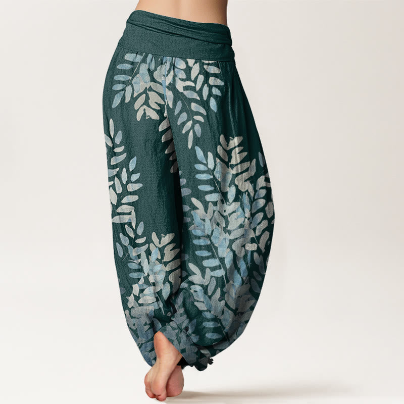 Pantalon sarouel décontracté à taille élastique pour femme, motif feuilles entrelacées et plantes Buddha Stones - image 6
