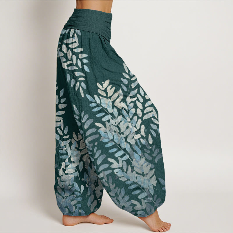 Pantalon harem femme en coton décontracté à motif de feuilles entrelacées et Buddha Stones - image 5