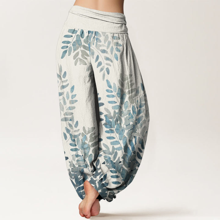 Pantalon sarouel décontracté à taille élastique pour femme, motif feuilles entrelacées et plantes Buddha Stones - image 10
