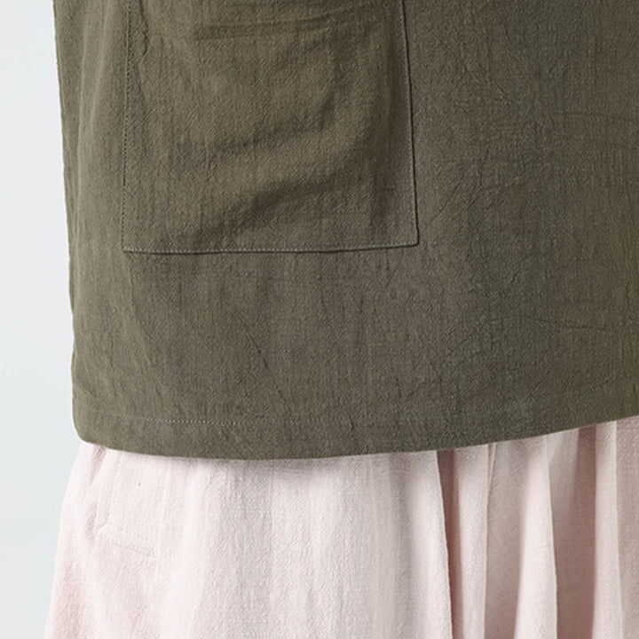 Chemise décontractée à manches mi-longues et col montant pour homme, motif Buddha Stones, avec poche