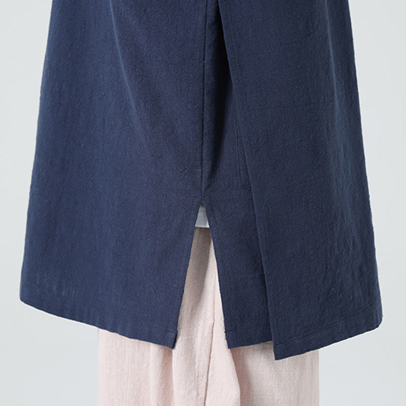 Chemise homme en coton et lin à manches mi-longues et col en biais, motif Buddha Stones, style vintage, printemps - image 13