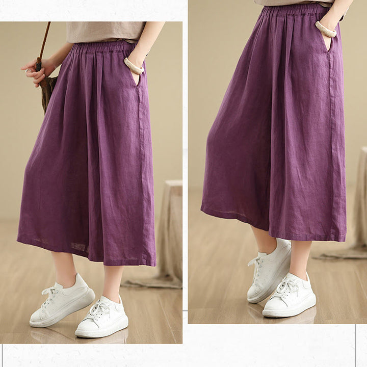 Pantalon court ample en coton avec poches pour femme, Buddha Stones patchwork de couleur unie, design simple, été - image 12