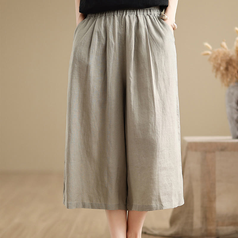 Pantalon court ample en coton avec poches pour femme, Buddha Stones patchwork de couleur unie, design simple, été - image 14