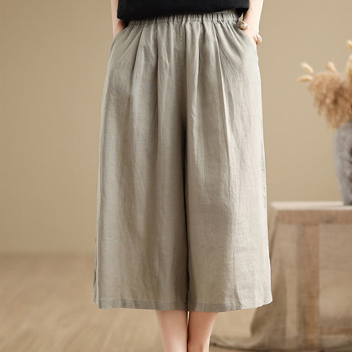 Pantalon court ample en coton avec poches pour femme, Buddha Stones patchwork de couleur unie, design simple, été - image 14
