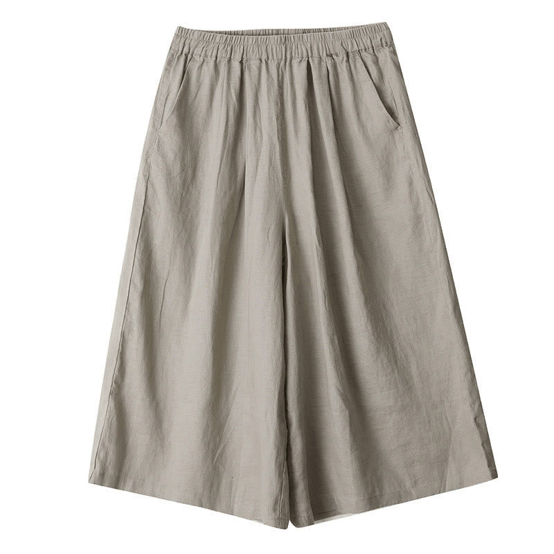 Pantalon court ample en coton avec poches pour femme, Buddha Stones patchwork de couleur unie, design simple, été - image 19