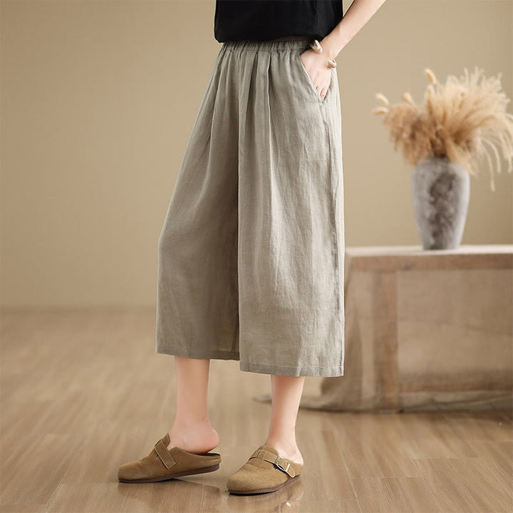 Pantalon court ample en coton avec poches pour femme, Buddha Stones patchwork de couleur unie, design simple, été - image 17