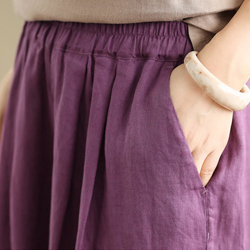 Pantalon court ample en coton avec poches pour femme, Buddha Stones patchwork de couleur unie, design simple, été - image 10