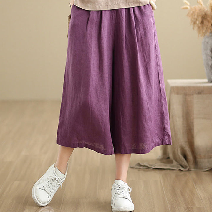 Pantalon court ample en coton avec poches pour femme, Buddha Stones patchwork de couleur unie, design simple, été - image 7