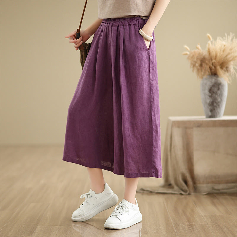 Pantalon court ample en coton avec poches pour femme, Buddha Stones patchwork de couleur unie, design simple, été - Violet - US8-10，UK/AU12-14，EU40-42 (2XL) - image 5