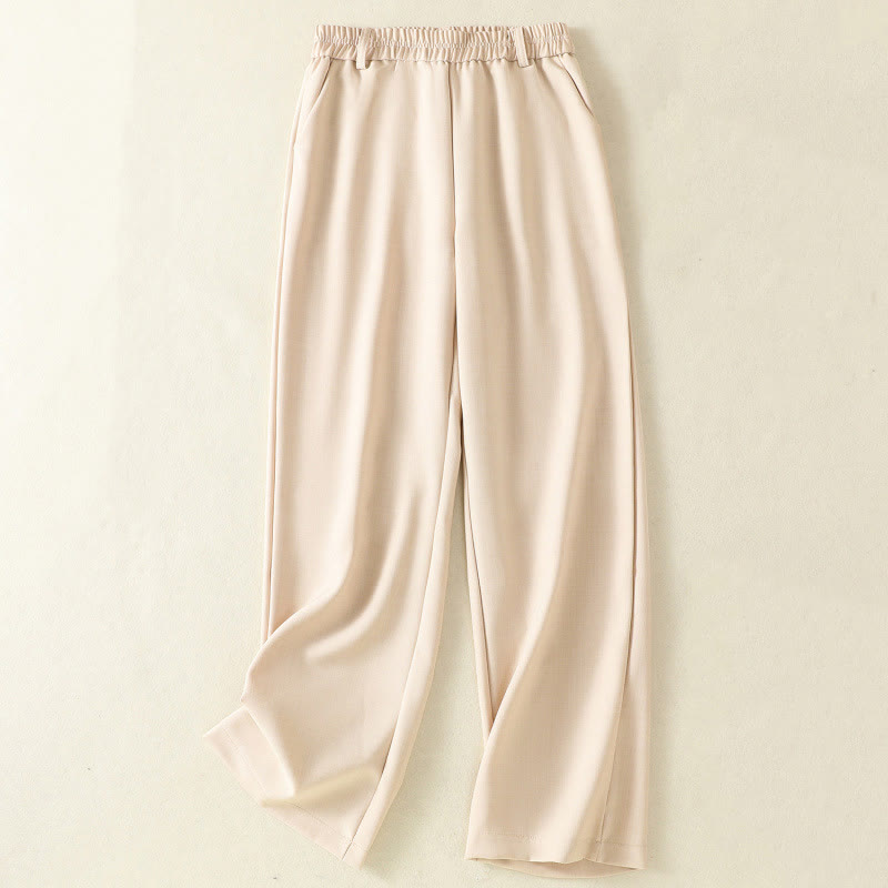 Pantalon en coton pour femme avec cordon de serrage et poches, motif Buddha Stones vintage, taille élastique - Blanc antique - US8-10，UK/AU12-14，EU40-42 (2XL) - image 0