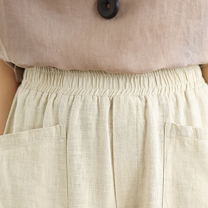 Pantalon sarouel décontracté en coton et lin pour femme, uni, avec poches, motif Buddha Stones - image 6