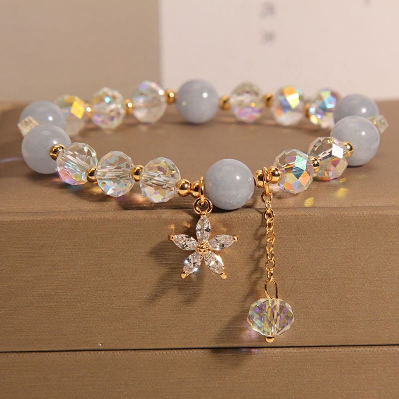 Bracelet de guérison et de paix en cristal d' Buddha Stones -marine naturelle et zircone