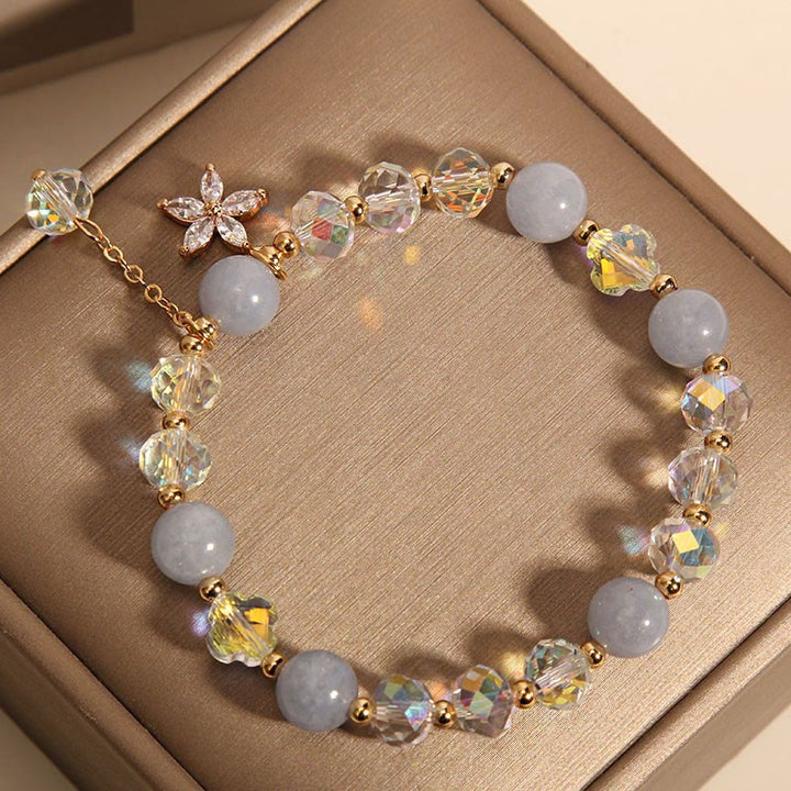 Bracelet de guérison et de paix en cristal d' Buddha Stones -marine naturelle et zircone