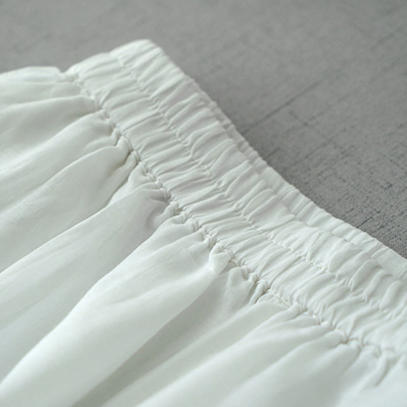 Pantalon large Buddha Stones en ramie uni avec poches pour femme, longueur 7-8 - image 13