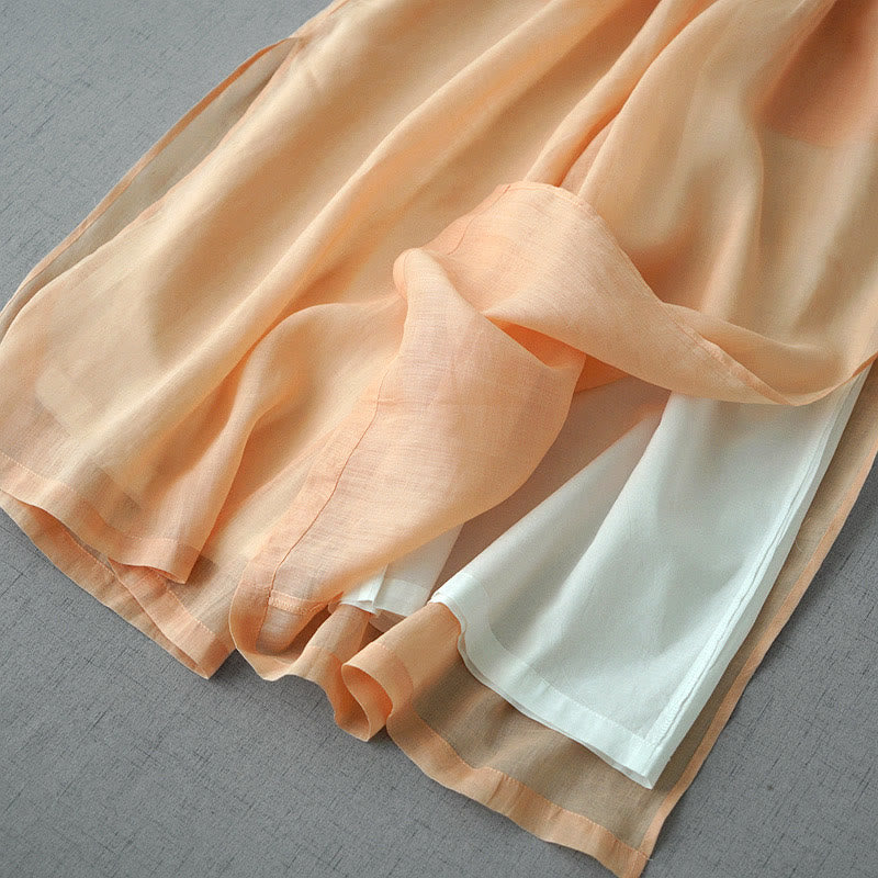 Pantalon large Buddha Stones en ramie uni avec poches pour femme, longueur 7-8 - image 10