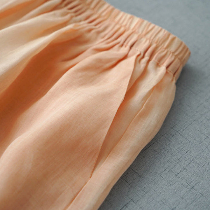 Pantalon large Buddha Stones en ramie uni avec poches pour femme, longueur 7-8 - image 7