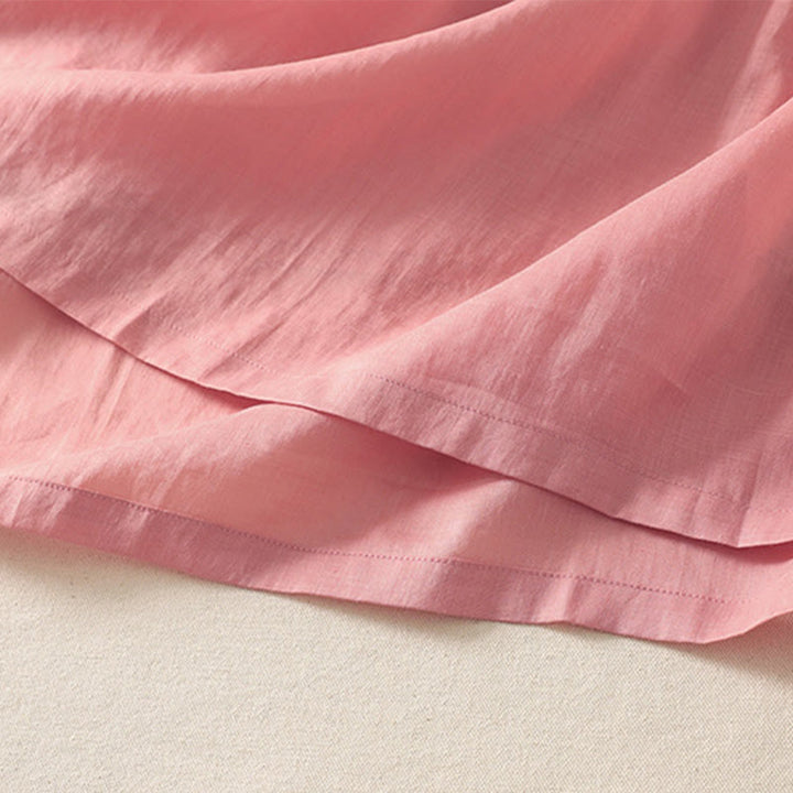 Robe mi-longue d'été à manches courtes et plis pour femme, en coton et lin, avec poches, motif Buddha Stones - image 8