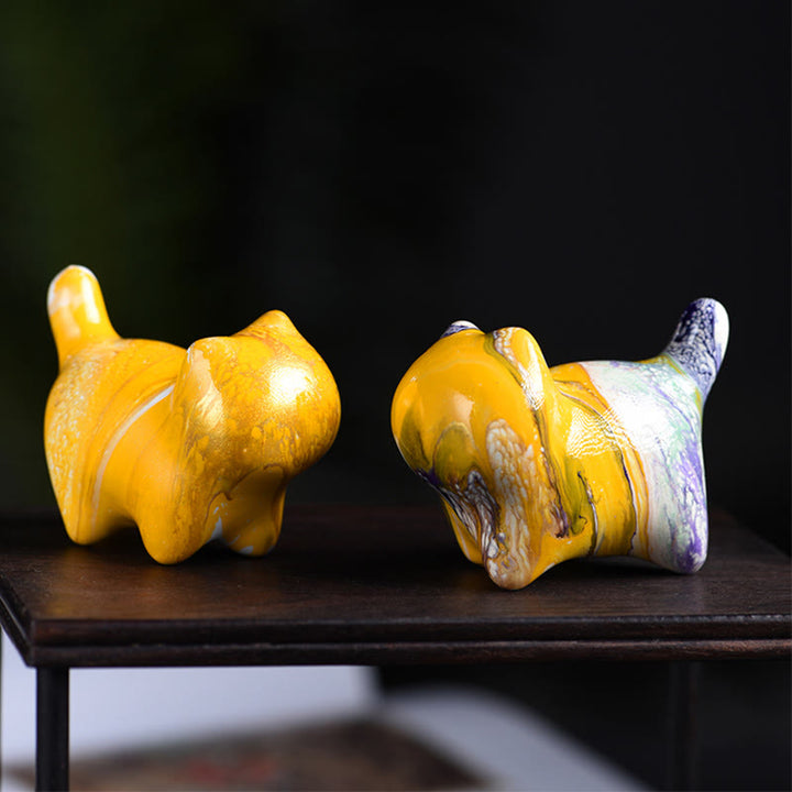 Buddha Stones Mini Joli Chat Bois d'Ébène Laque Artisanat Décoration de la Paix - image 7