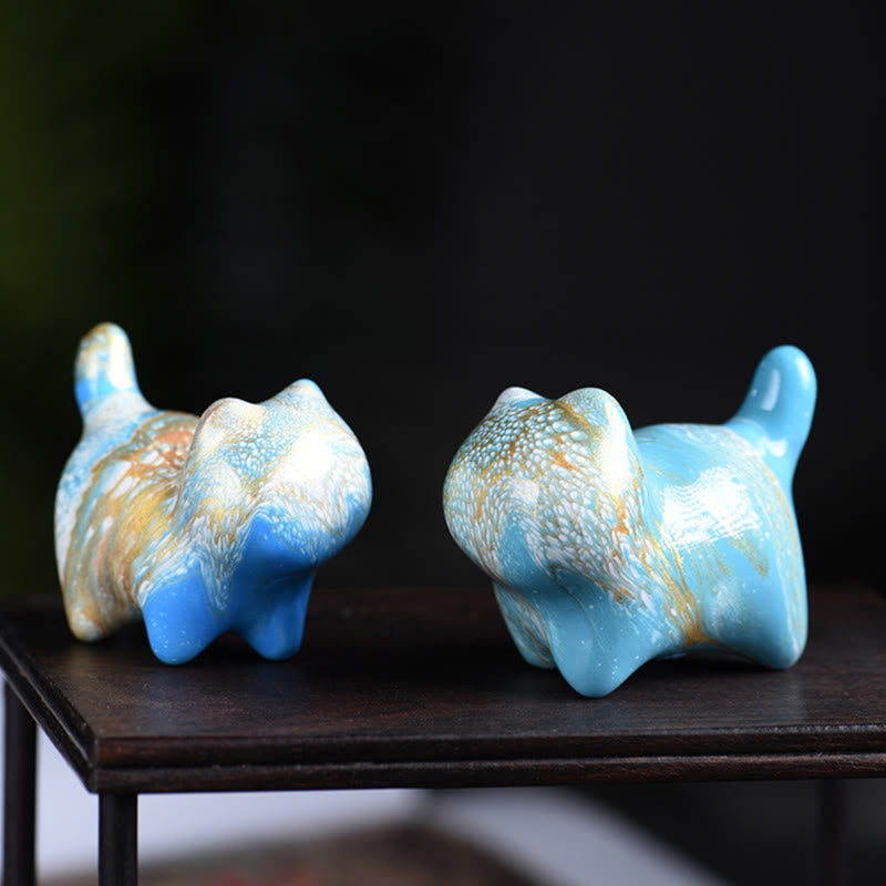 Buddha Stones Mini Joli Chat Bois d'Ébène Laque Artisanat Décoration de la Paix - image 9