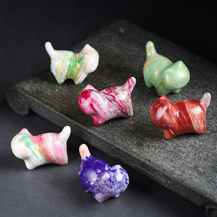 Buddha Stones Mini Joli Chat Bois d'Ébène Laque Artisanat Décoration de la Paix - image 16