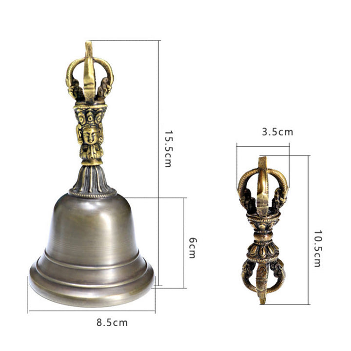 Ensemble de 2 Buddha Stones de méditation tibétaines faites à la main et de décorations en cuivre Vajra Dorje